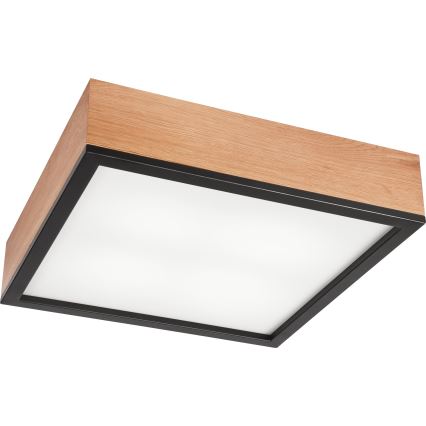 Stropna svjetiljka OAK SQUARE 4xE27/15W/230V 39x39 cm hrast/crna