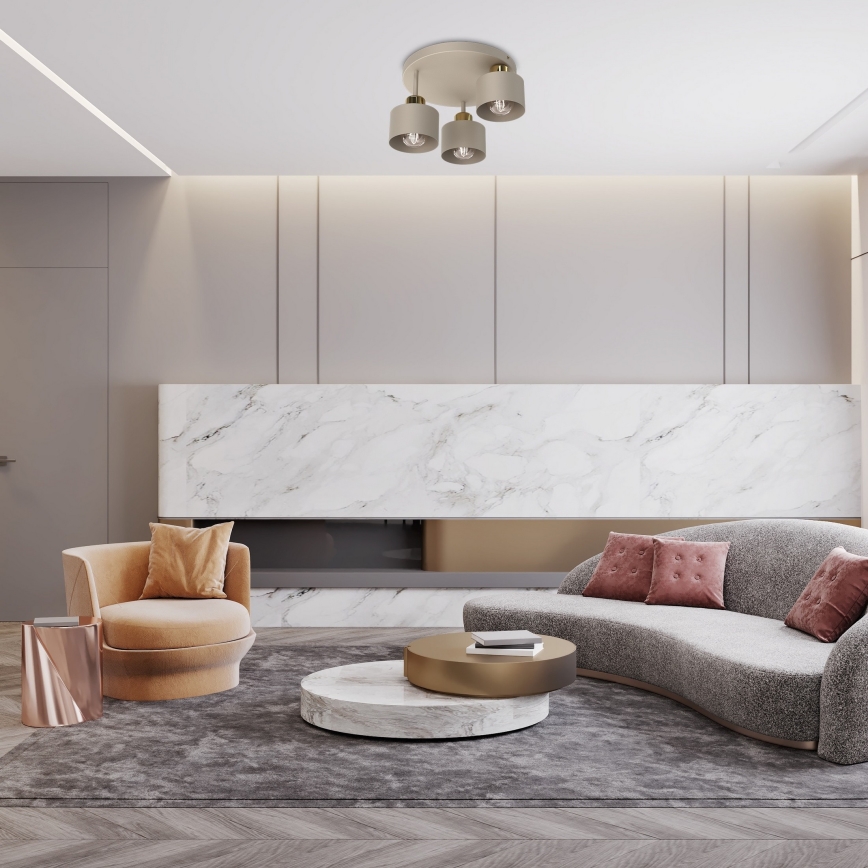 Stropna svjetiljka PARKLA 3xE27/15W/230V bež/zlatna