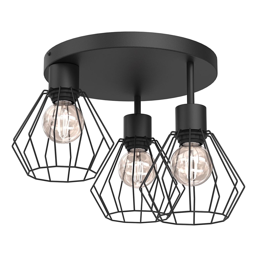 Stropna svjetiljka PARKLA 3xE27/15W/230V crna
