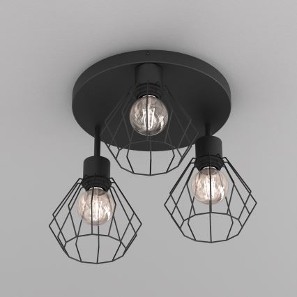 Stropna svjetiljka PARKLA 3xE27/15W/230V crna
