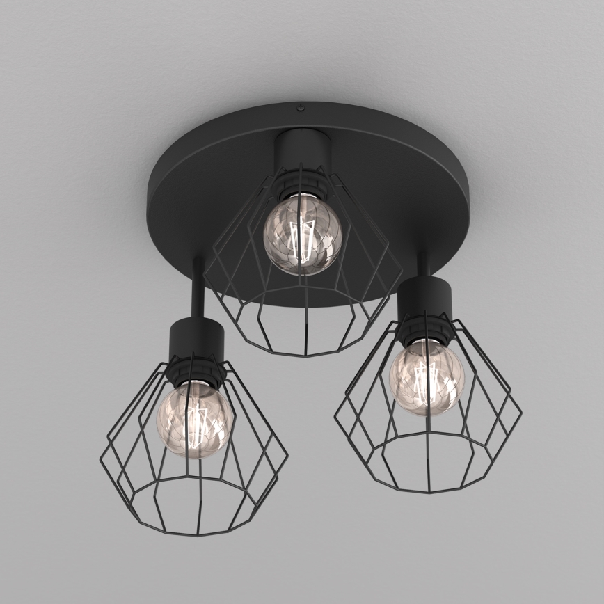Stropna svjetiljka PARKLA 3xE27/15W/230V crna