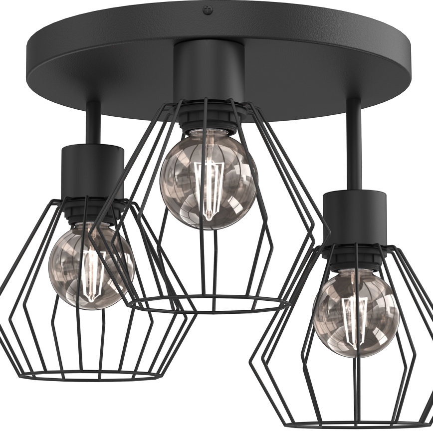 Stropna svjetiljka PARKLA 3xE27/15W/230V crna