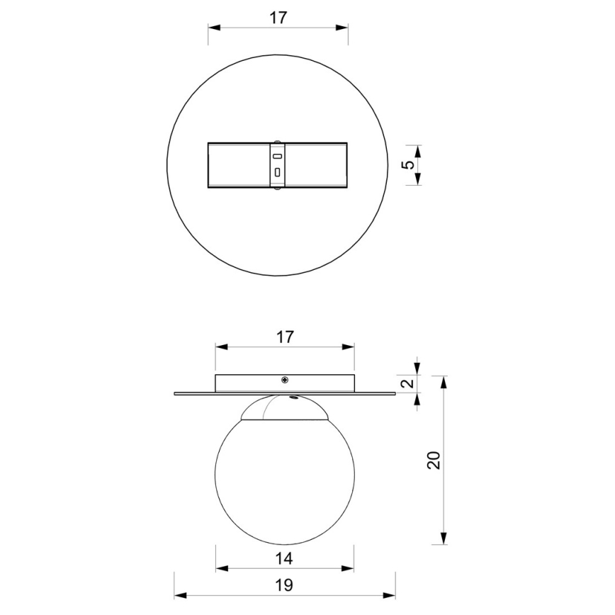 Stropna svjetiljka PLATO 1xE14/40W/230V pr. 19 cm