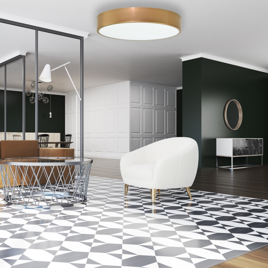 Stropna svjetiljka sa senzorom pokreta i sumraka CLEO 4xE27/24W/230V promjer 50 cm zlatna