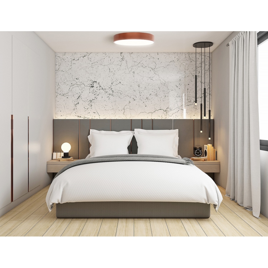 Stropna svjetiljka s senzorom CLEO 6xE27/24W/230V prom. 80 cm bakrena