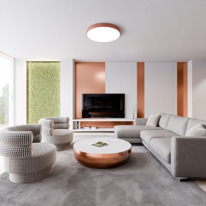 Stropna svjetiljka s senzorom CLEO 6xE27/24W/230V prom. 80 cm bakrena