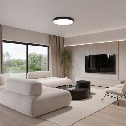 Stropna svjetiljka sa senzorom pokreta i sumraka CLEO 5xE27/24W/230V promjer 60 cm crna