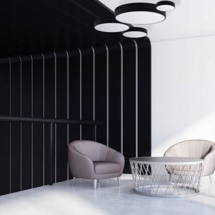 Stropna svjetiljka sa senzorom pokreta i sumraka CLEO 6x E27/24W/230V, promjer 80 cm, crna