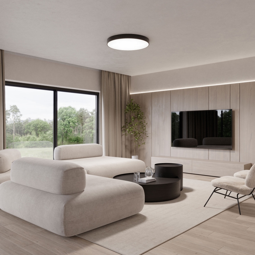 Stropna svjetiljka sa senzorom pokreta i sumraka CLEO 6x E27/24W/230V, promjer 80 cm, crna