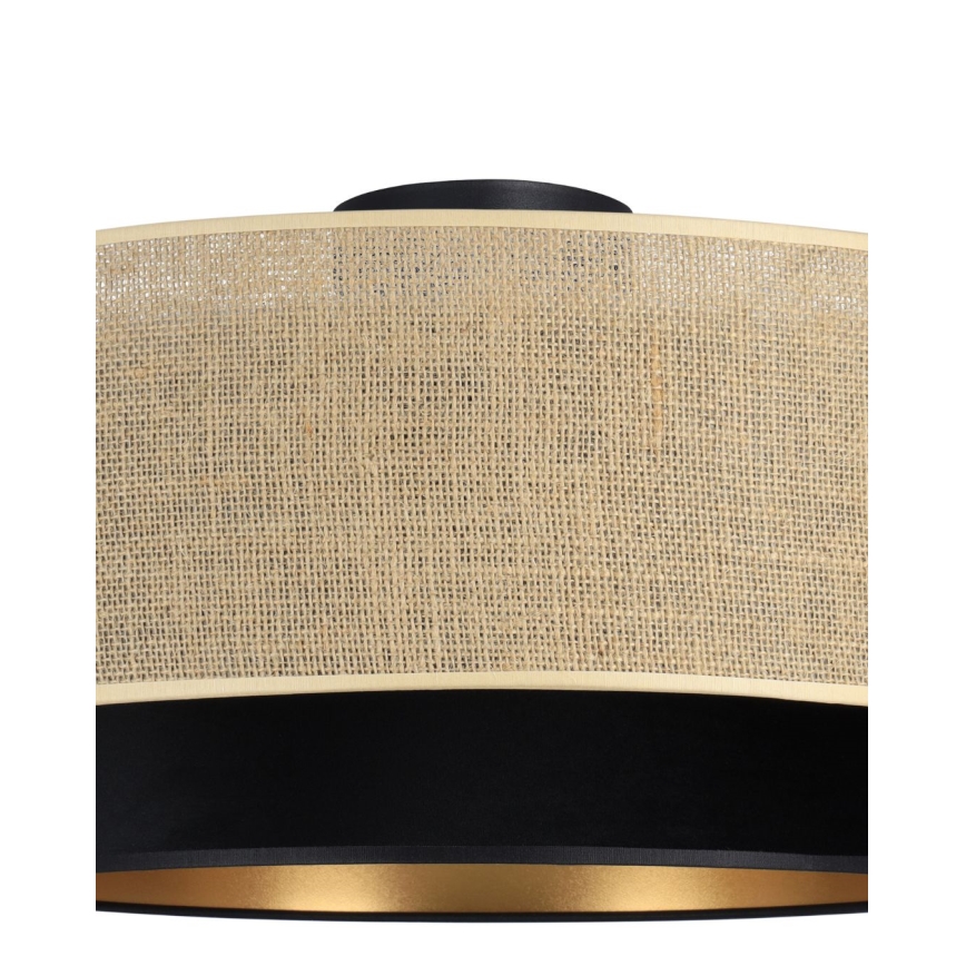 Stropna svjetiljka SARTA 1xE27/60W/230V Ø 45 cm crna/juta