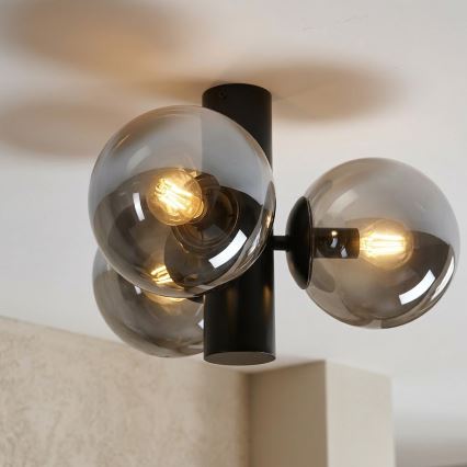 Stropna svjetiljka SFERIO 3xE14/5W/230V crna/dimljeno staklo