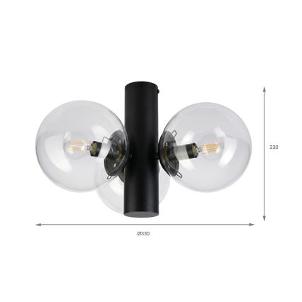 Stropna svjetiljka SFERIO 3xE14/5W/230V crna/prozirna