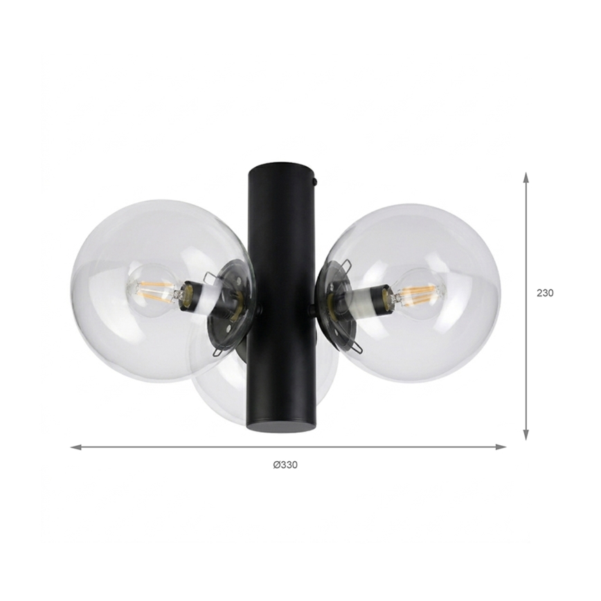 Stropna svjetiljka SFERIO 3xE14/5W/230V crna/prozirna