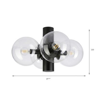 Stropna svjetiljka SFERIO 4xE14/5W/230V crna/prozirna