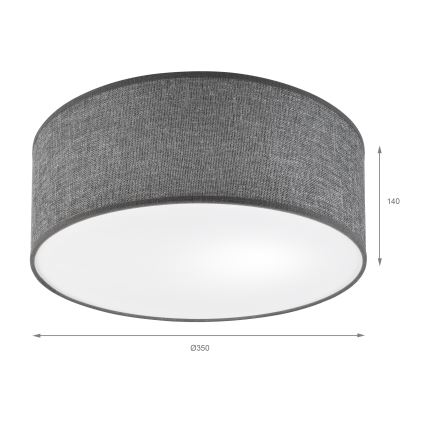 Stropna svjetiljka SIRJA 1xE27/15W/230V Ø 35 cm siva