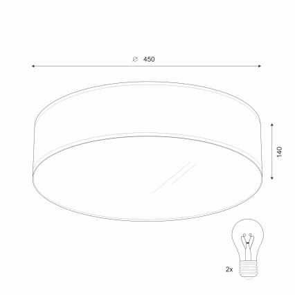 Stropna svjetiljka SIRJA 2xE27/15W/230V Ø 45 cm krem boje