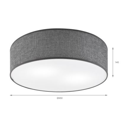 Stropna svjetiljka SIRJA 2xE27/15W/230V Ø 45 cm siva