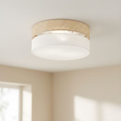 Stropna svjetiljka SIRJA DOUBLE BOHO 2xE14/15W/230V promjer 35 cm bež/bijela