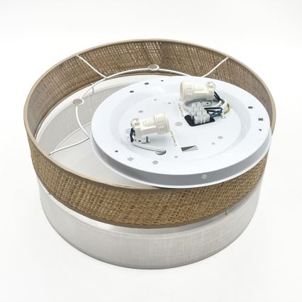 Stropna svjetiljka SIRJA DOUBLE BOHO 2xE14/15W/230V promjer 35 cm bež/bijela