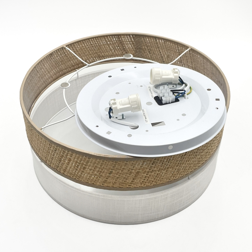 Stropna svjetiljka SIRJA DOUBLE BOHO 2xE14/15W/230V promjer 35 cm bež/bijela