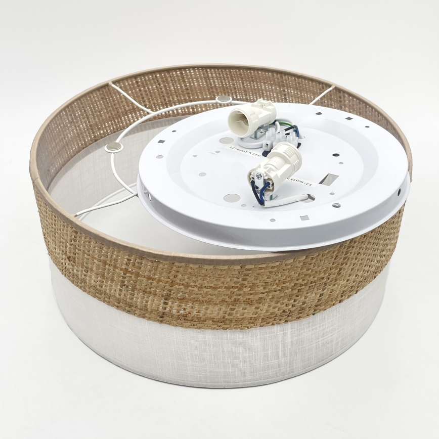 Stropna svjetiljka SIRJA DOUBLE BOHO 2xE14/15W/230V Ø 35 cm bež/bijela