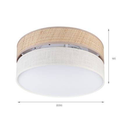 Stropna svjetiljka SIRJA DOUBLE BOHO 2xE14/15W/230V Ø 35 cm bež/krem