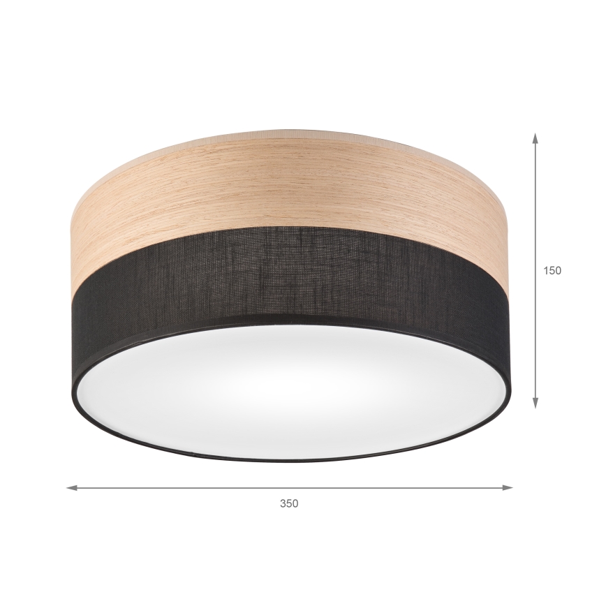 Stropna svjetiljka SIRJA WOOD 1xE27/15W/230V pr. 35 cm crna/hrast