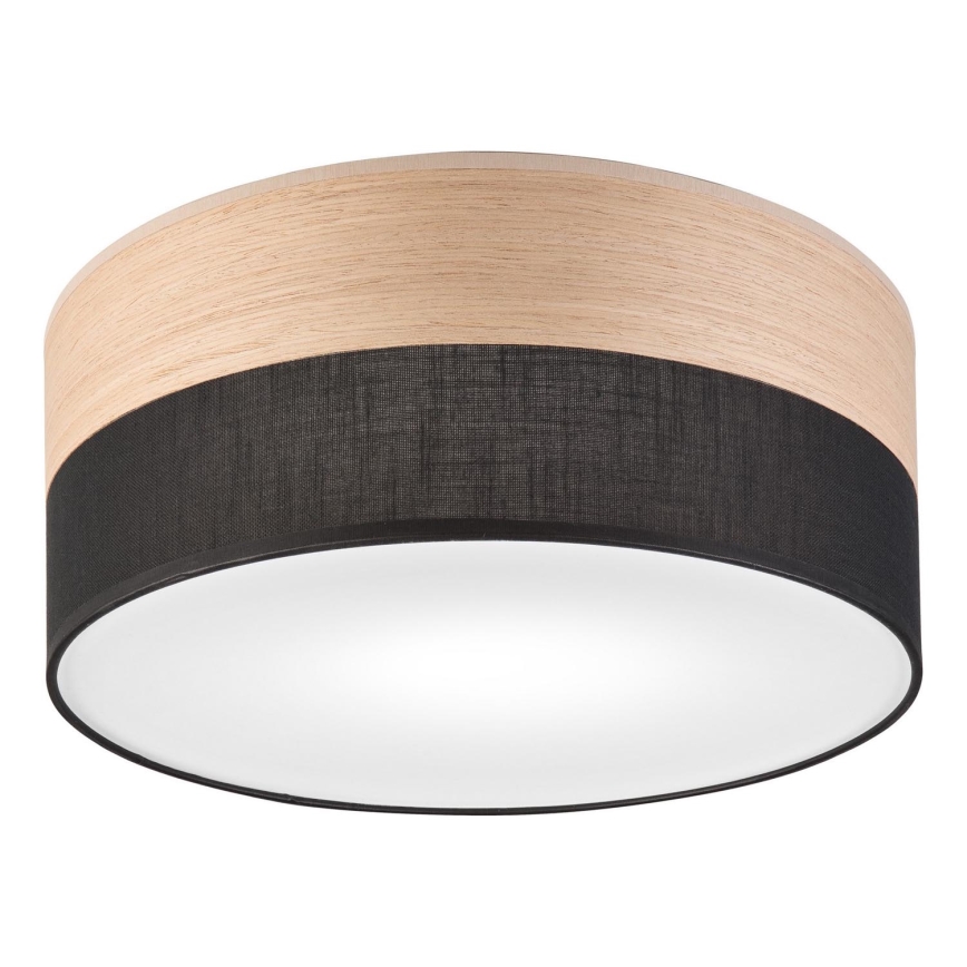 Stropna svjetiljka SIRJA WOOD 1xE27/15W/230V promjer 35 cm crna/hrast