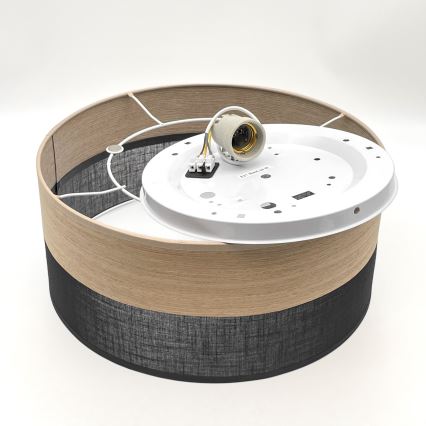 Stropna svjetiljka SIRJA WOOD 1xE27/15W/230V promjer 35 cm crna/hrast