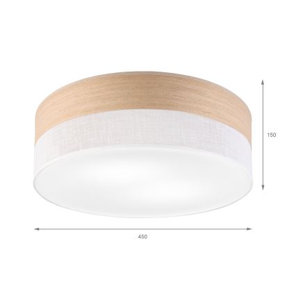 Stropna svjetiljka SIRJA WOOD 2xE27/15W/230V pr. 45 cm bijela/hrast