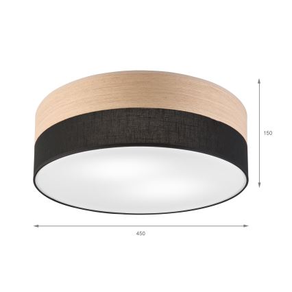 Stropna svjetiljka SIRJA WOOD 2xE27/15W/230V pr. 45 cm crna/hrast