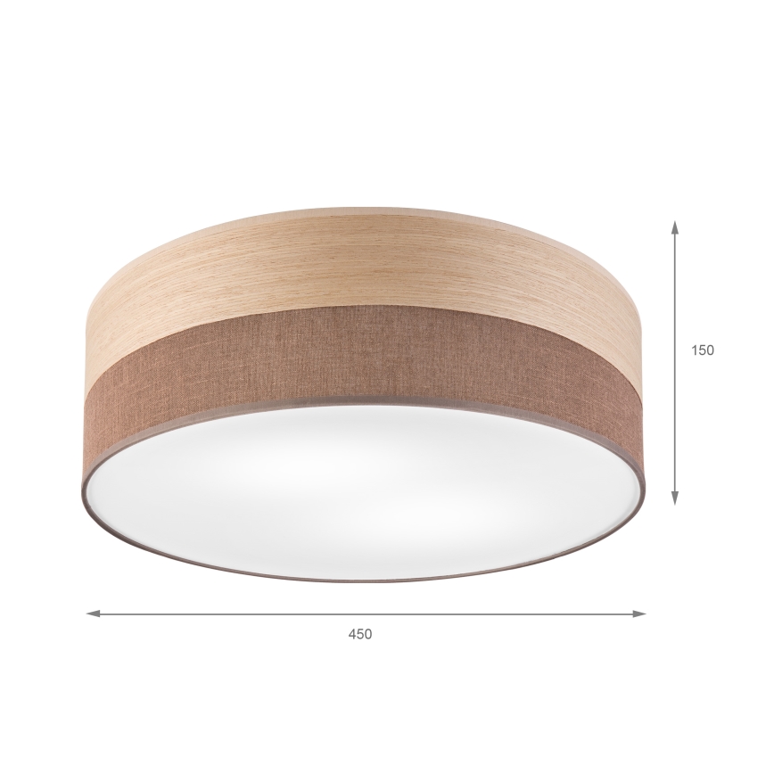 Stropna svjetiljka SIRJA WOOD 2xE27/15W/230V pr. 45 cm smeđa/hrast
