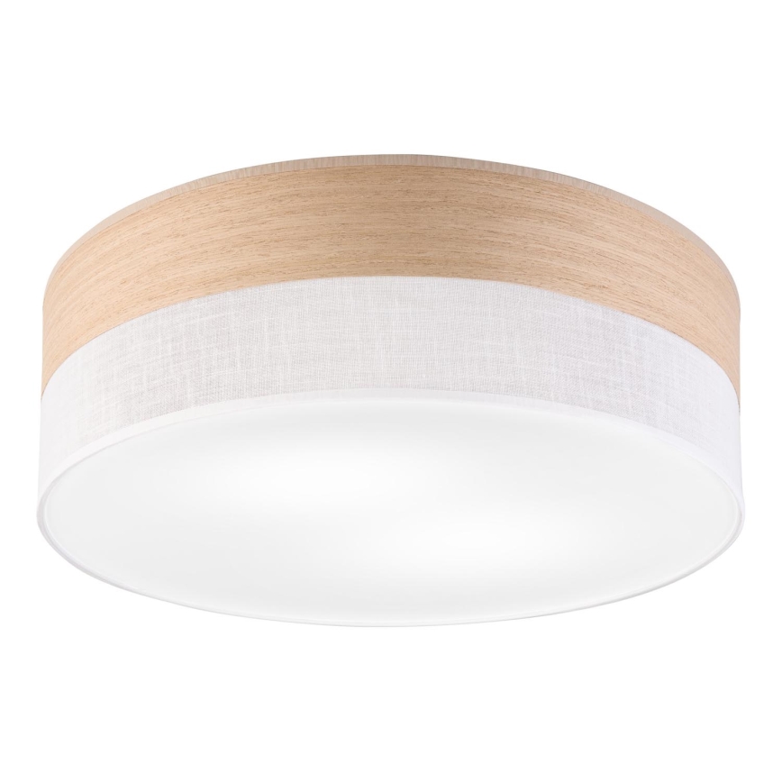 Stropna svjetiljka SIRJA WOOD 2xE27/15W/230V promjer 45 cm bijela/hrast