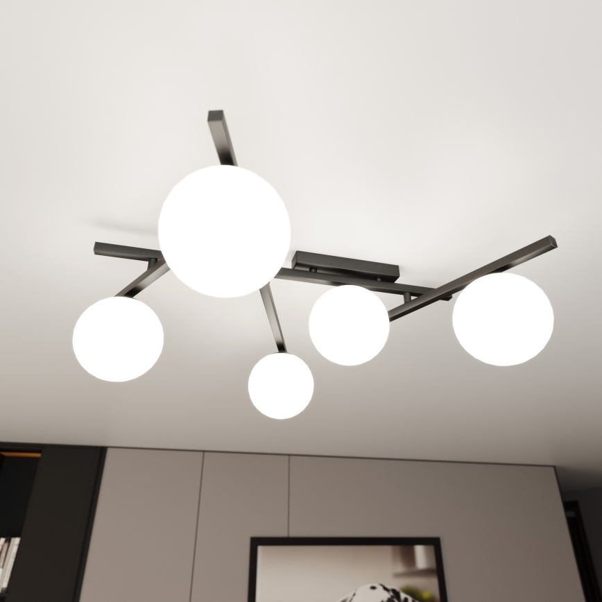 Stropna svjetiljka SMART 5xE14/10W/230V crna/bijela