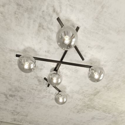 Stropna svjetiljka SMART 5xE14/10W/230V crna/siva