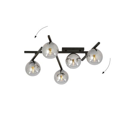Stropna svjetiljka SMART 5xE14/10W/230V crna/siva