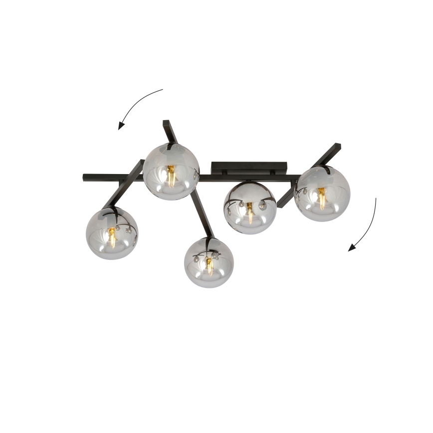 Stropna svjetiljka SMART 5xE14/10W/230V crna/siva