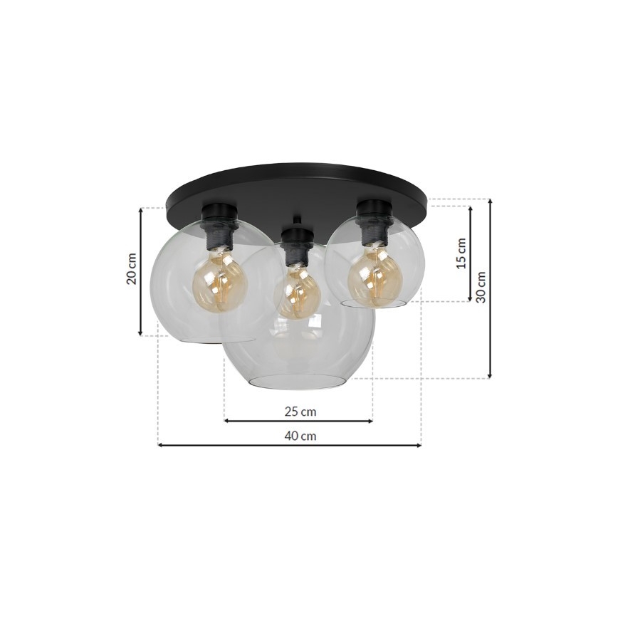 Stropna svjetiljka SOFIA 3xE27/60W/230V prozirna