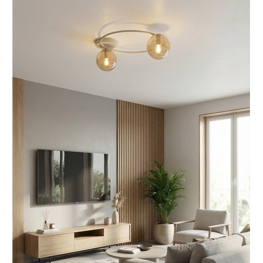 Stropna svjetiljka SOPRA 2xE14/10W/230V bež/dimni bež