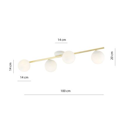 Stropna svjetiljka SPLENDI 4xE14/10W/230V bijela/zlatna