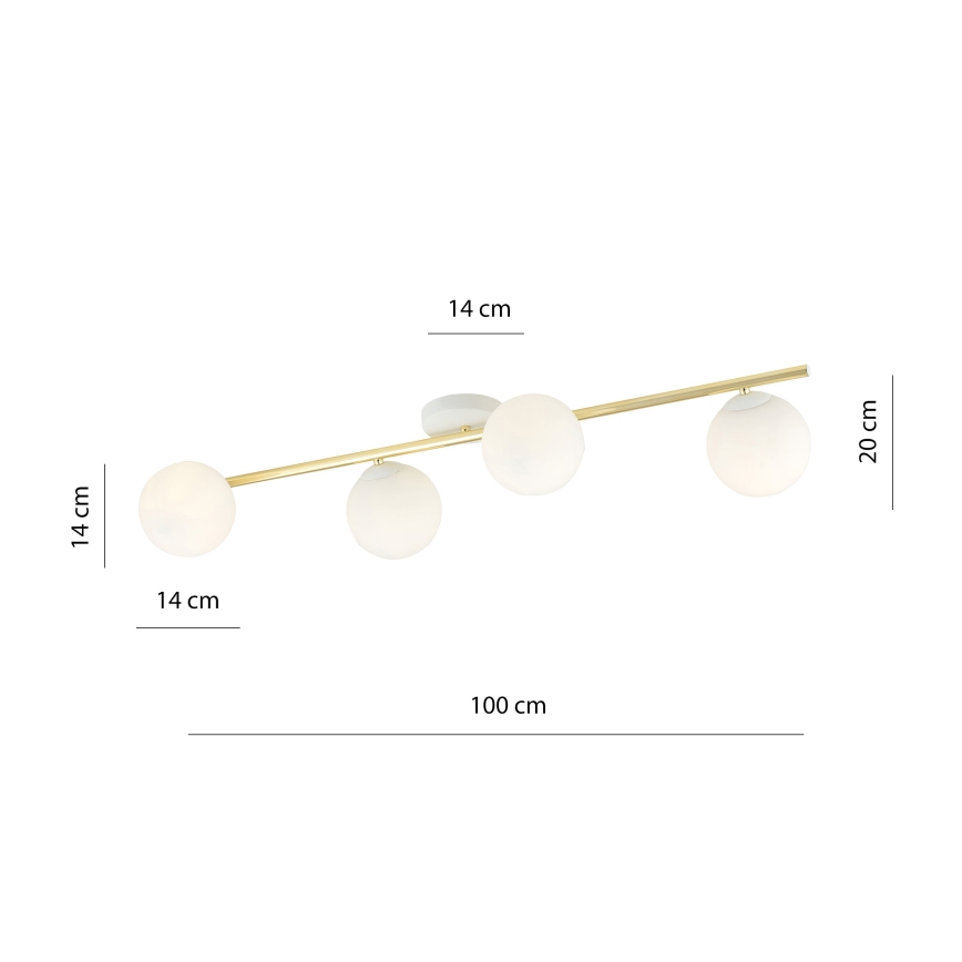 Stropna svjetiljka SPLENDI 4xE14/10W/230V bijela/zlatna