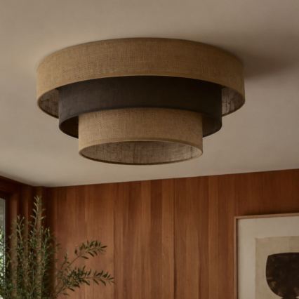 Stropna svjetiljka WENTA 1xE27/60W/230V promjer 50 cm juta/smeđa