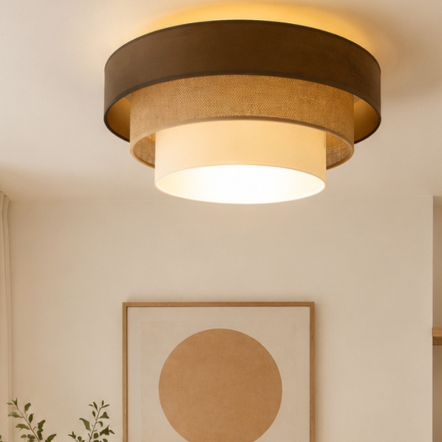 Stropna svjetiljka WENTA 1xE27/60W/230V promjer 50 cm smeđa/juta/bež