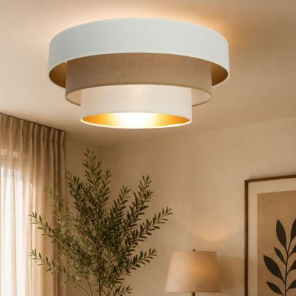 Stropna svjetiljka WENTA 1xE27/60W/230V Ø 50 cm bijela/smeđa