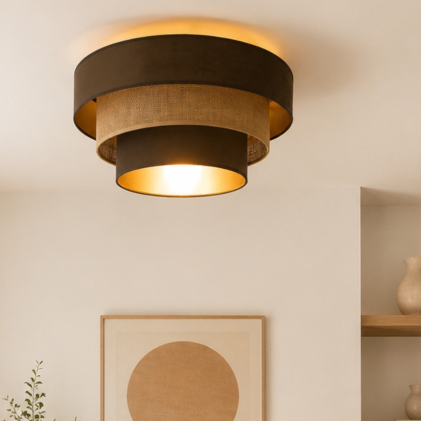 Stropna svjetiljka WENTA 1xE27/60W/230V Ø 50 cm smeđa/juta