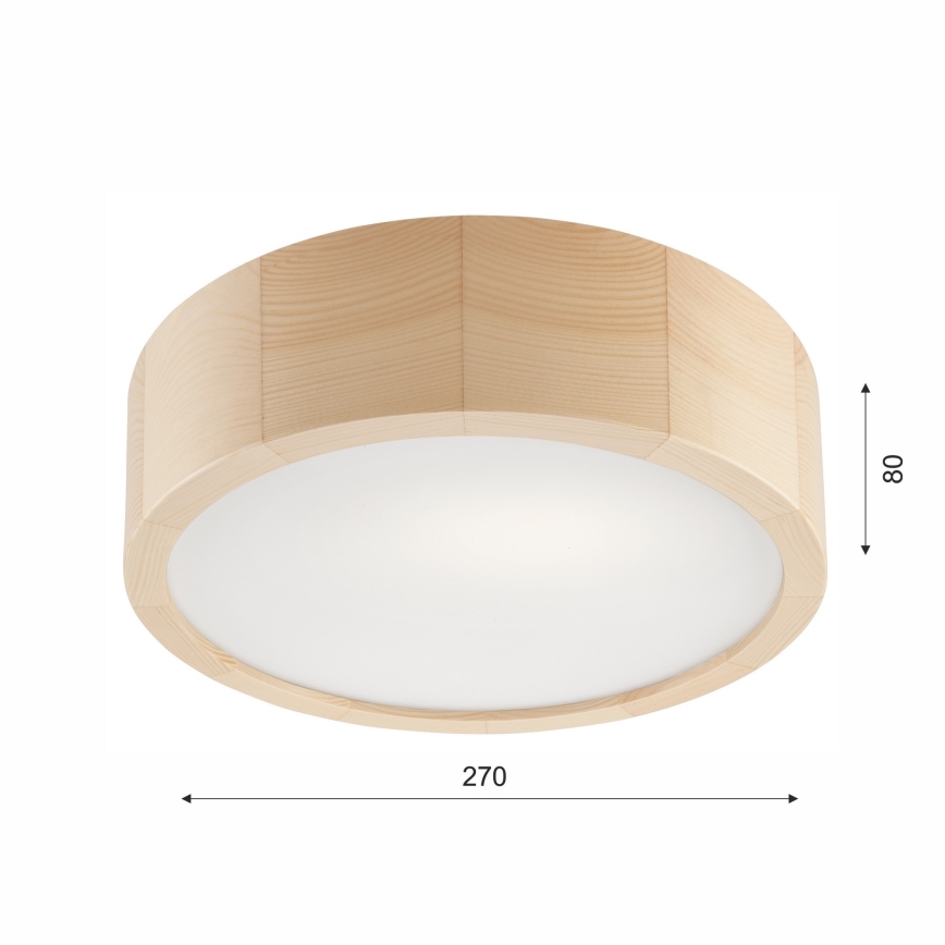 Stropna svjetiljka za kupaonicu NATURAL 2xE27/15W/230V IP54 bor ø 27 cm
