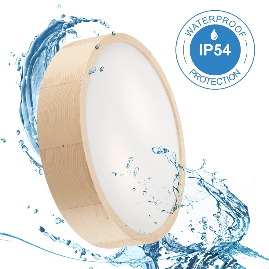 Stropna svjetiljka za kupaonicu NATURAL 3xE27/15W/230V IP54 bor ø 37 cm - FSC certificirano