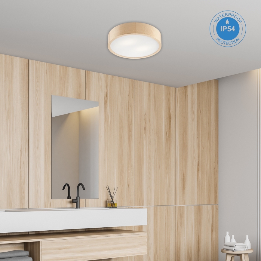 Stropna svjetiljka za kupaonicu NATURAL 3xE27/15W/230V IP54 bor ø 37 cm - FSC certificirano
