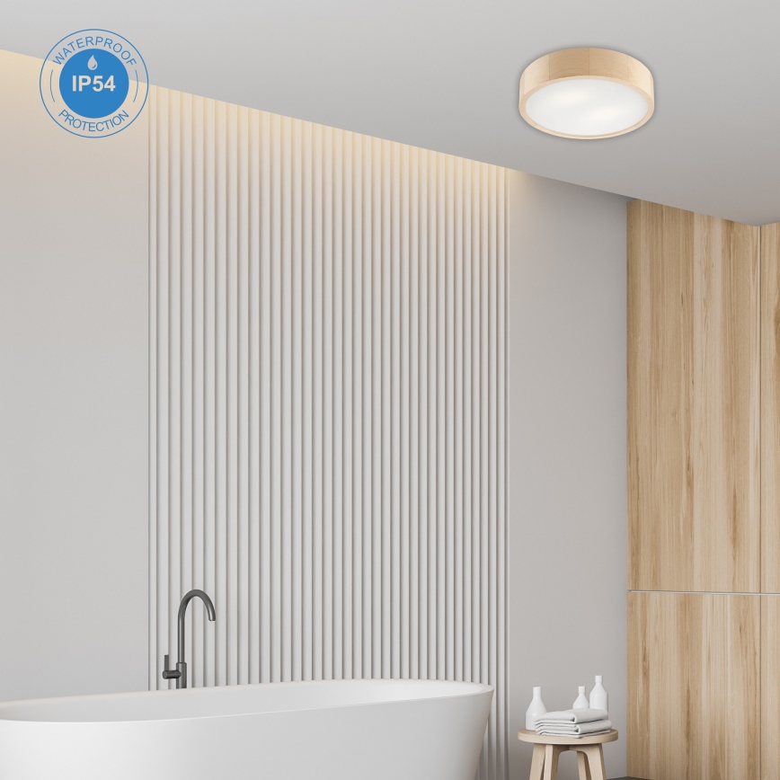 Stropna svjetiljka za kupaonicu NATURAL 3xE27/15W/230V IP54 bor ø 37 cm - FSC certificirano