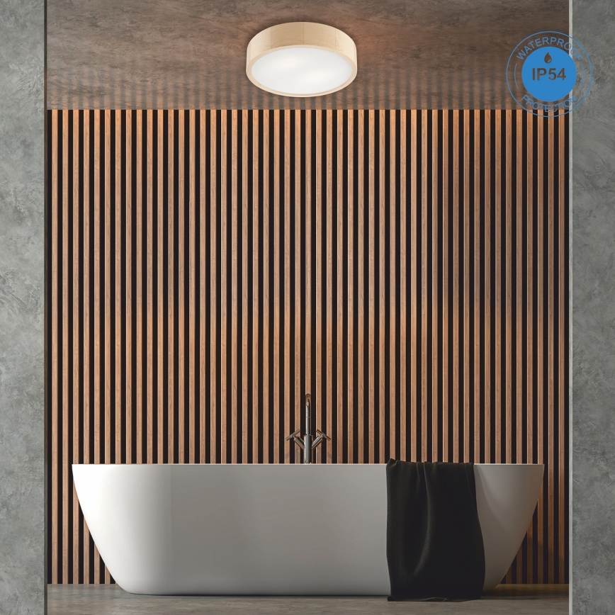 Stropna svjetiljka za kupaonicu NATURAL 3xE27/15W/230V IP54 bor ø 37 cm - FSC certificirano